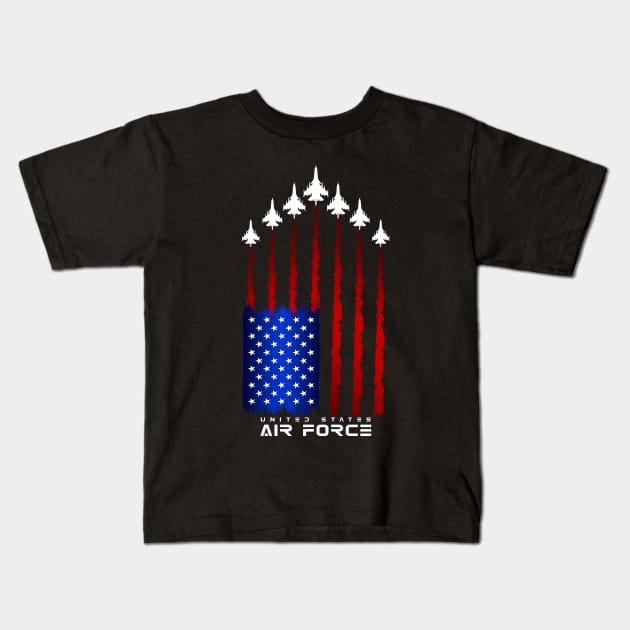 Air Force US Veterans 4th of July T shirt American Flag Kids T-Shirt by aeroloversclothing